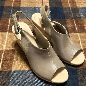 Clarks Beige Slingback Wedges